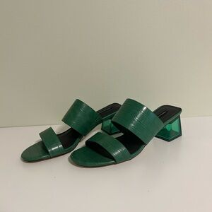 French Connection - Green Croc Pattern Mules